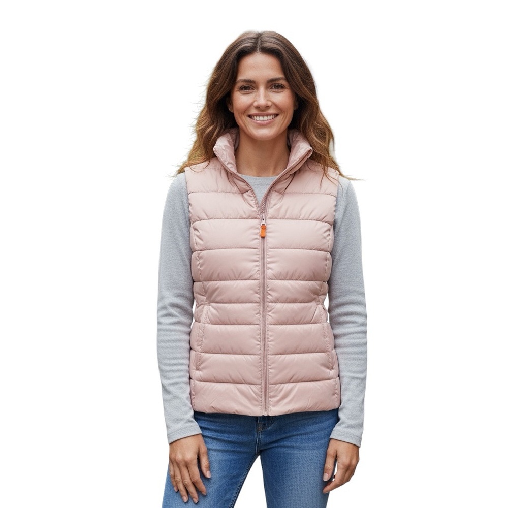 Save The Duck Plumtech Womens Blush Pink Ultra Light Puffer Jacket Vest Size XL